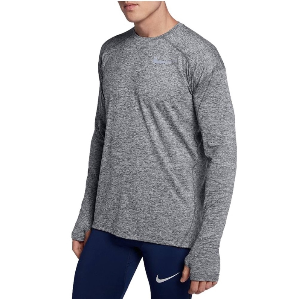 Nike Men's Dry Element Long S Jeeve Running Shirt (Dk Grey Heather, S)